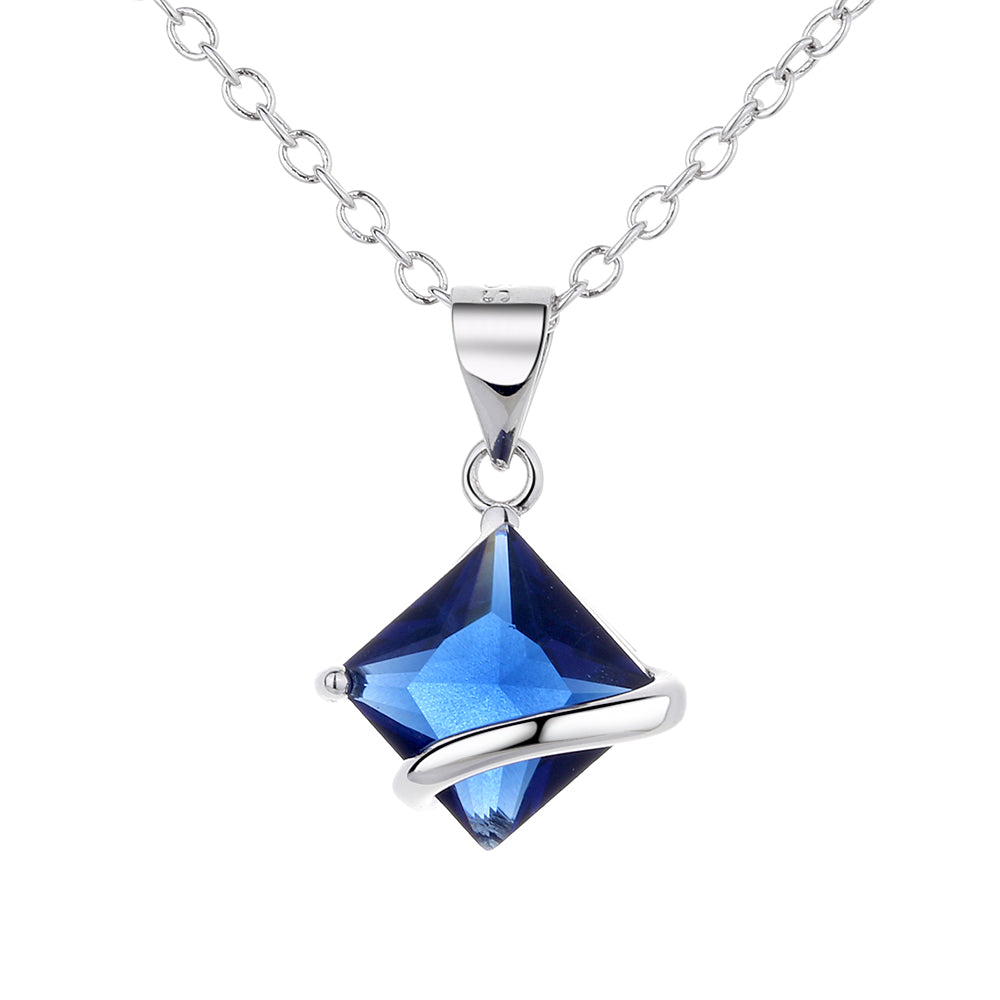 Amy and Annette Sterling Silver Sapphire or Ruby Pendant Necklace