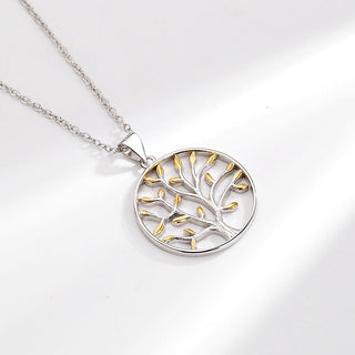 Sterling Silver Two-Tone Tree of Life Pendant Necklace