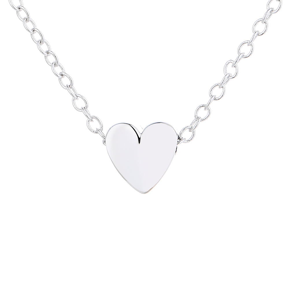 18K White Gold Heart Pendant Necklace