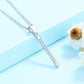 Sterling Silver Spike Necklace with Simulated Diamonds