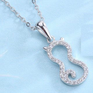 Sterling Silver Cat Pendant Necklace With Crystals From Swarovski