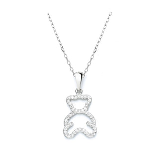 Sterling Silver Teddy Bear Necklace with crystals