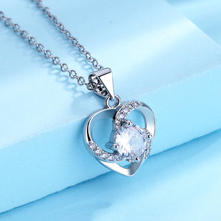 Sterling Silver Heart Necklace With Genuine Crystals
