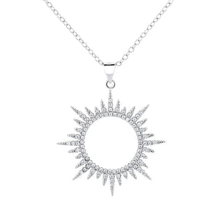 Sterling Silver Sunburst Pendant Necklace With Crystals From Swarovski