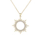 14K Gold and Sterling Silver Sunburst Pendant Necklace with crystals