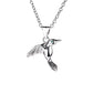 Sterling Silver Emerald Humming Bird Pendant Necklace