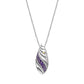 18K White Gold Bali Filigree Artisan Oval Drop Pendant Necklace with Amethyst