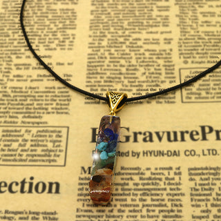 7 Genuine Chakra Healing Natural Stone Resin Pendant Necklace