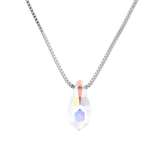 Sterling Silver Preciosa Drop Aurora Borealis Crystal Pendant Necklace