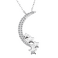 Sterling Silver Moon Necklace Genuine Crystal