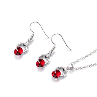 Sterling Silver Sapphire Heart Earring and Necklace Set