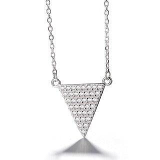 Sterling Silver Minimalist Genuine Crystal Triangle Necklace