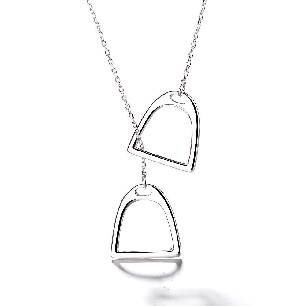 Sterling Silver Geometric Lariat Necklace