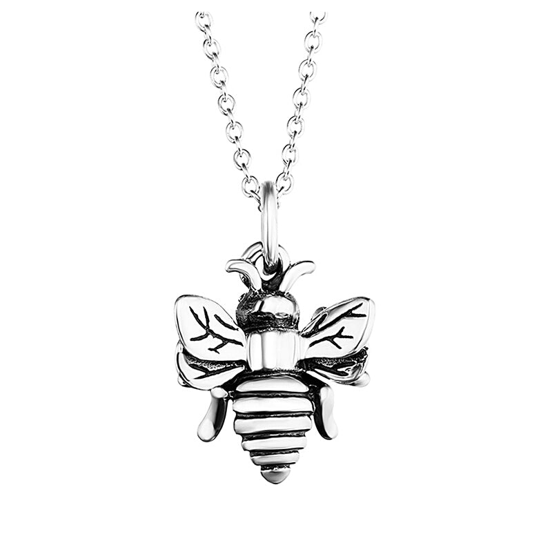 14K Gold Bee Pendant Necklace in Sterling Silver