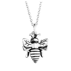 14K Gold Bee Pendant Necklace in Sterling Silver