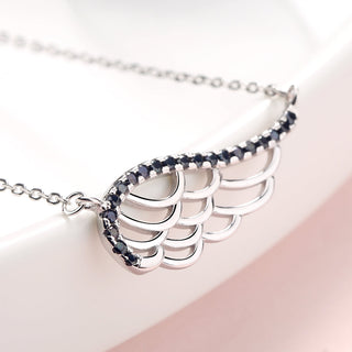 Sterling Silver Angel Wing Pendant with Crystals