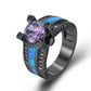 Purple Tanzanite and Fire Opal Black Ion Ring