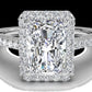Halo Engagement Ring with Simulated Diamond in 18K White Gold
