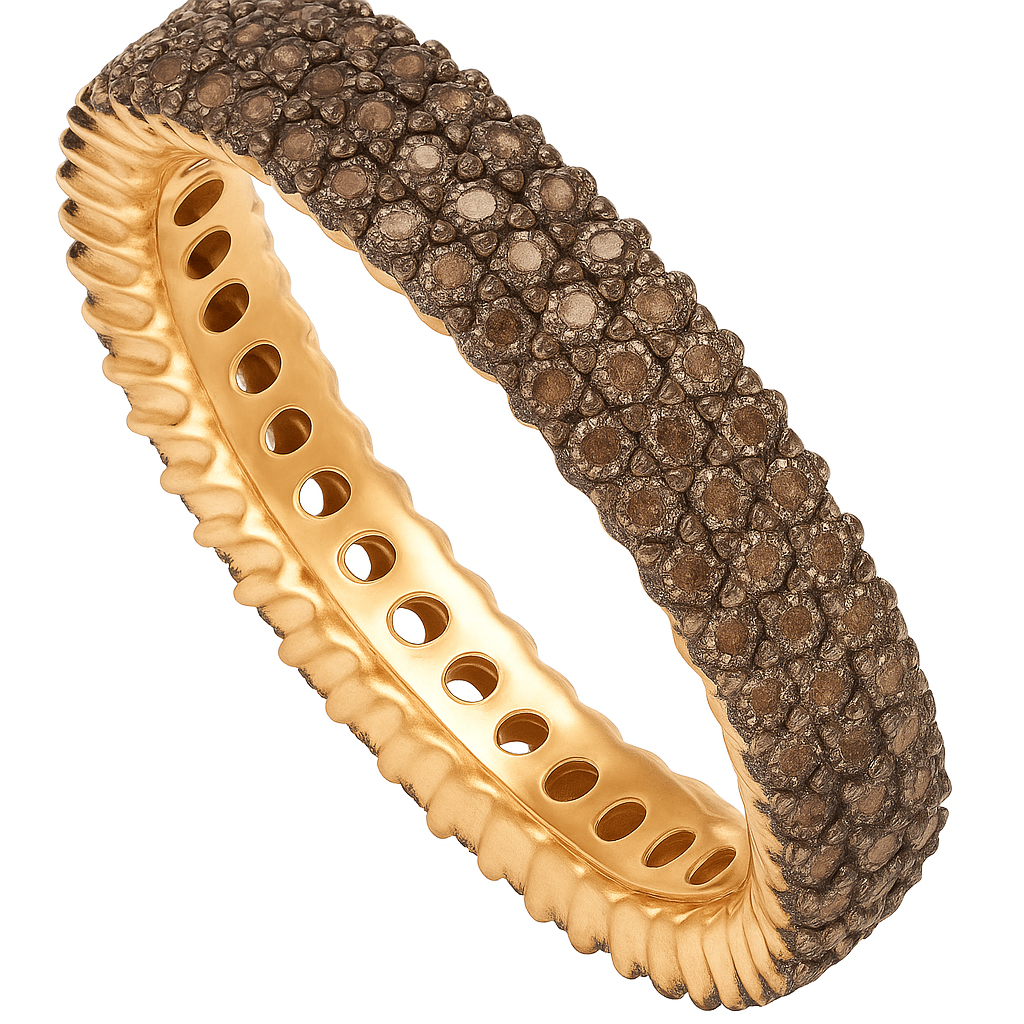 14K Gold Plated Three Row Chocolate Crystal Eternity Ring