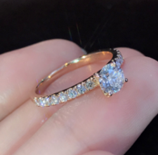 14K Rose Gold Engagement Ring with crystals