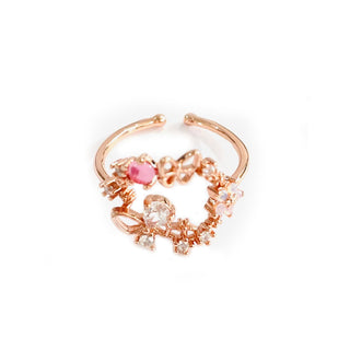 14K Yellow or Rose Gold Adjustable Ring with Crystals