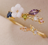 14K Gold Adjustable Ring with crystals from Swarovski