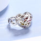 Sterling Silver Caged Floating Heart Ring Made with Swarovski Crystal