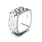 Sterling Silver Square High Polish or Square Hammered Ring