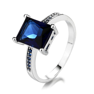 Emerald Cut Sapphire Ring in Sterling Silver