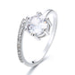 Sterling Silver Overlap Adjustable Ring with Simulated Diamond