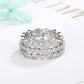 18K White Gold Milgrain Eternity Band Set with Crystals