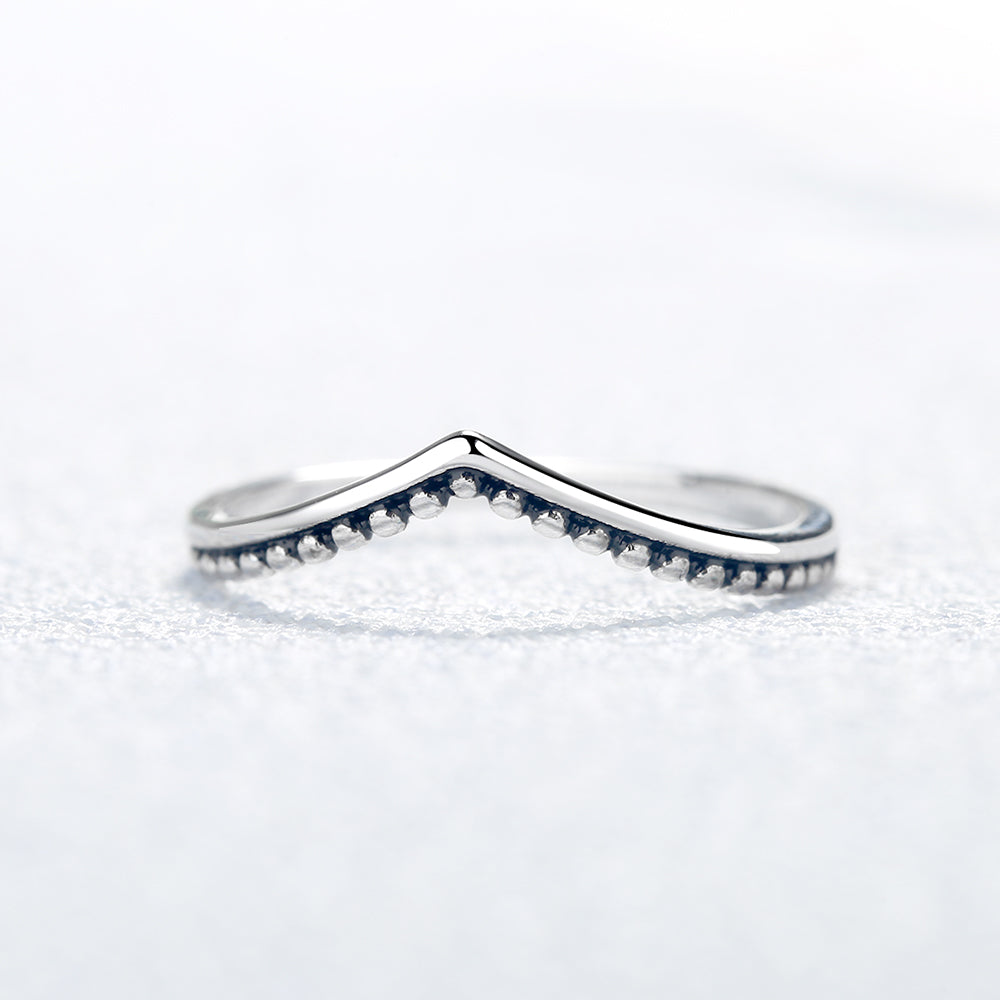 Sterling Silver Chevron Adjustable Millgrain Ring