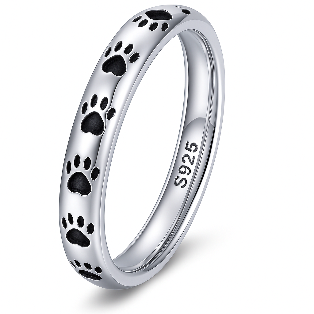 Amy and Annette Sterling Silver Paw Print Band