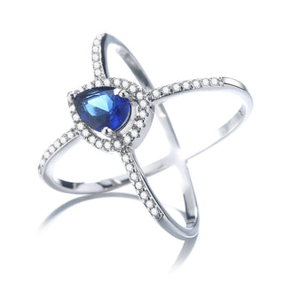Sapphire & Sterling Silver Water Teardrop X-Ring