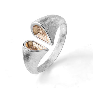 Sterling Silver and 14K Gold Open Bypass Ring