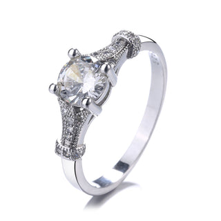 Sterling Silver Classic Engagement Ring With Crystals From Swarovski