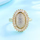 14K Gold-Plated And Sterling Silver Oval Starburst Ring with Crystals