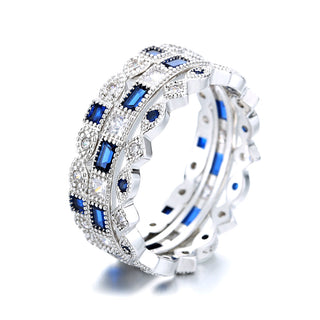 French Miligrain 3 Piece Ring Set With Crystals From Swarovski