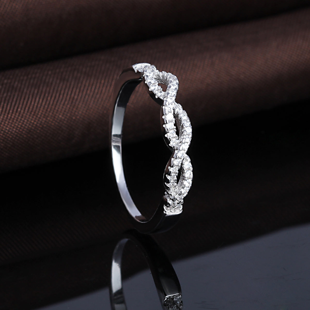 Sterling Silver Braided Band with Crystal