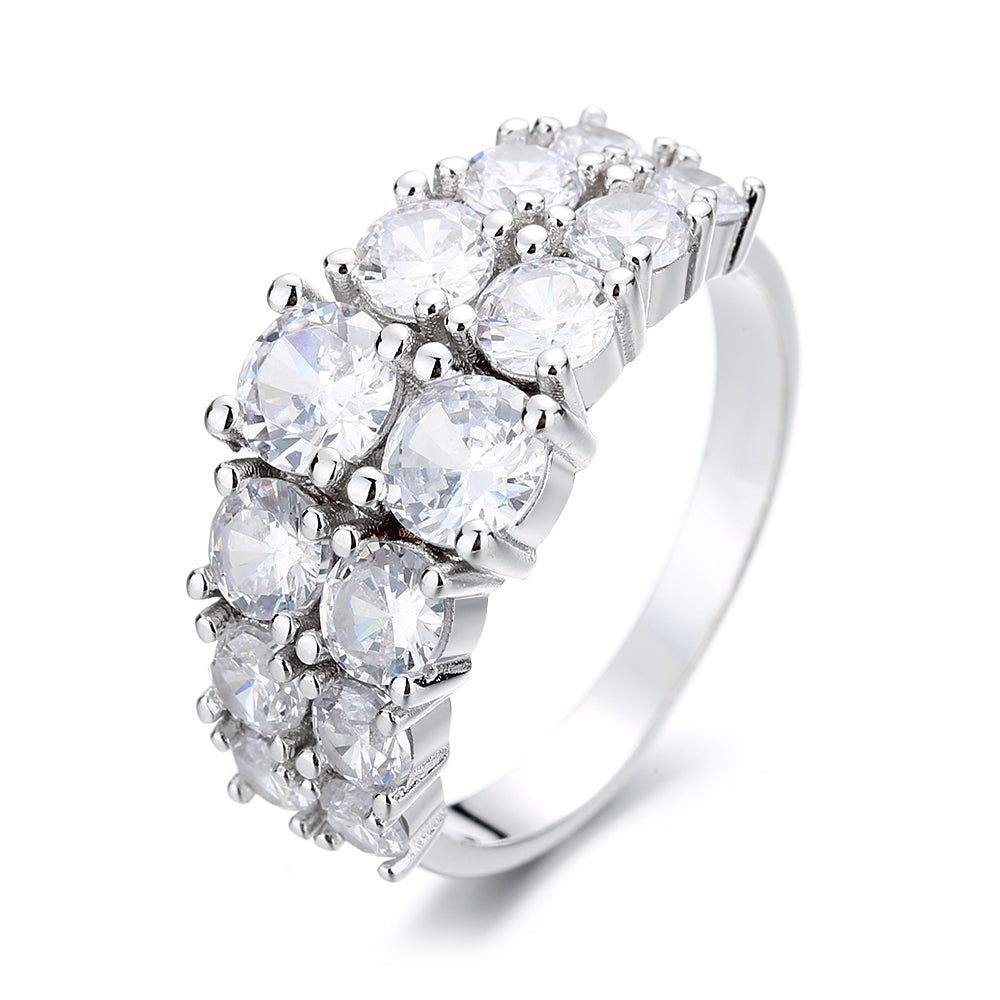 14k White Gold Two Row Graduated Ring