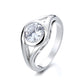 Sterling Silver Bezel Engagement Ring With Crystals