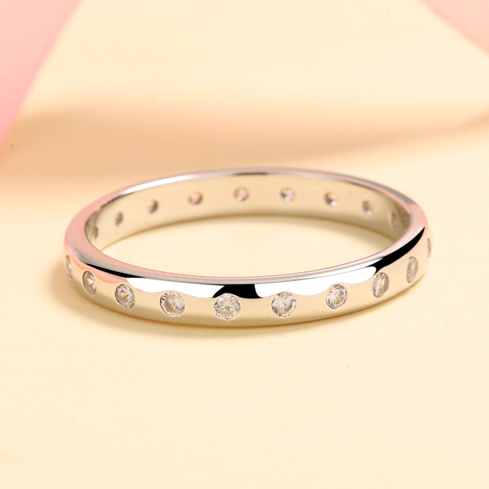 Sterling Silver Band Ring With crystals