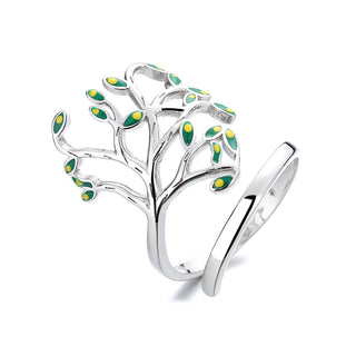 14K White Gold Peridot Leaf Ring