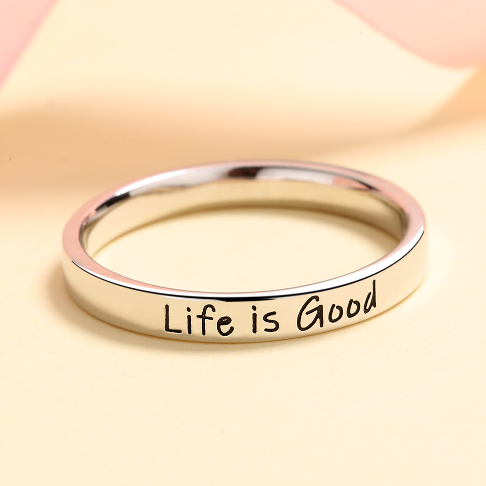 Amy and Annette Sterling Silver Life is Good Band