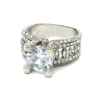 Silver-Tone 5.00 CTTW Engangement Ring With Crystals From Swarovski