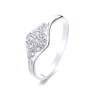 Sterling Silver Geometric Ring with crystals