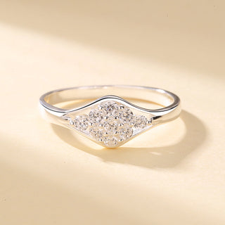 Sterling Silver Geometric Ring with crystals