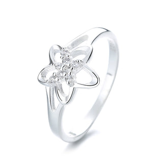 Sterling Silver Flower Ring With Crystals From Swarovski