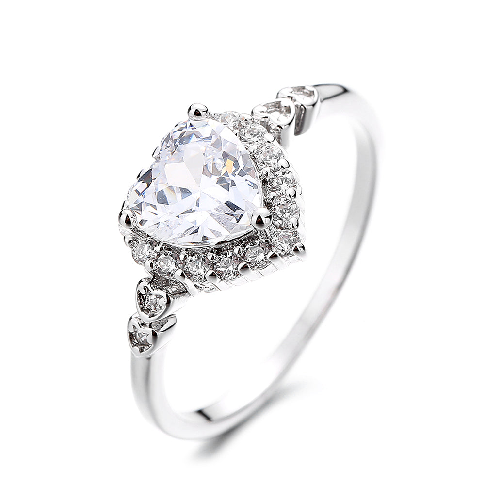 Sterling Silver Engagement Heart Ring With Preciosa Crystals