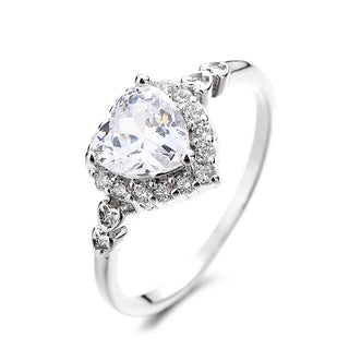 Sterling Silver Engagement Heart Ring With Preciosa Crystals